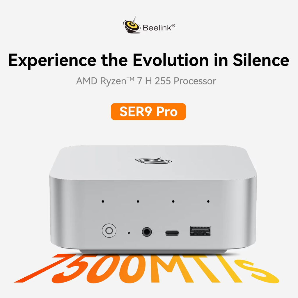 คอมพิวเตอร์ขนาดเล็ก mini PC Beelink SER9 Pro+  AMD Ryzen™ 7 H 255 32GB LPDDR5x-6400  in Silence