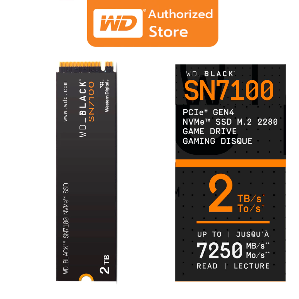2TB SSD (เอสเอสดี) WD BLACK SN7100 - PCIe 4x4 NVMe M.2 2280 (WDS200T4X0E)