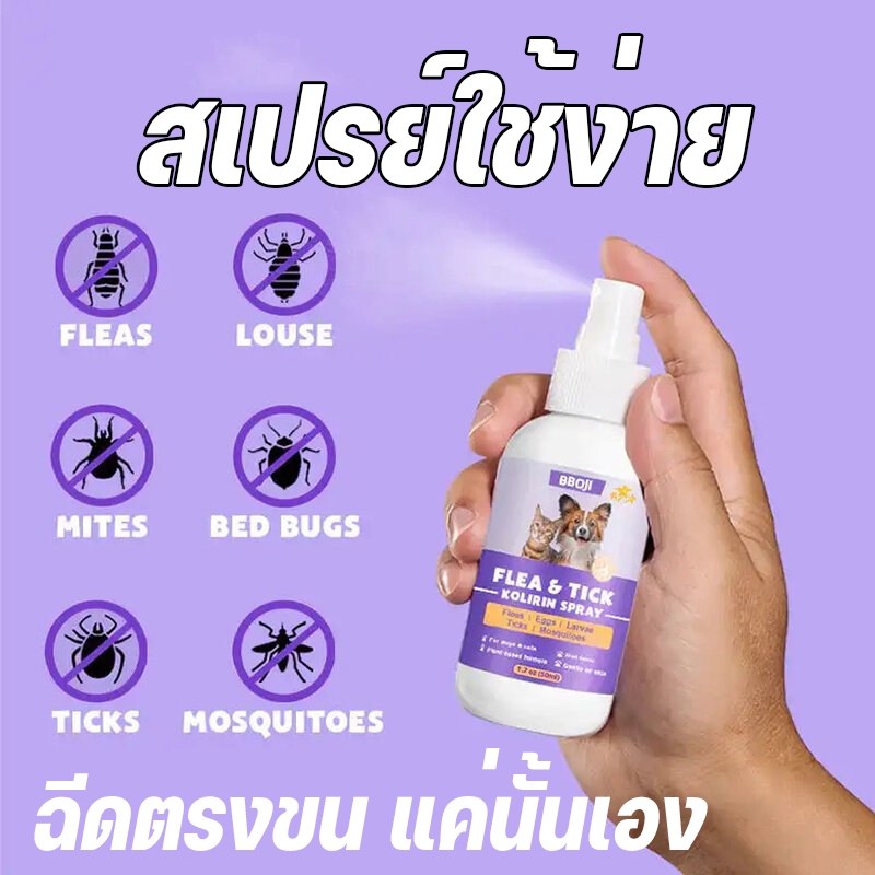 สเปรย์กำจัดเห็บหมัด สเปรย์นาโน สเปรย์บรรเทาโรคผิวหนัง ไล่ ป้องกันเห็บหมัด ขี้เรื้อนสุนัข แมว เชื้อรา ยีสต์ คันเกา 50 ml.