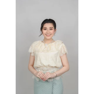 S002 ผ้าถุงลายไทย เอวยางยืด ชมพูลายดอกจิก ใส่ทำบุญ วันลอยกระทง วันภาษาไทย สีชมพู แม่ลูก งานแต่ง งานกฐิน