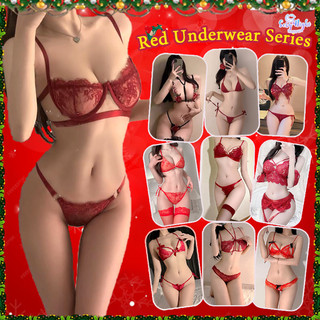 Sexy Lingerie💖💖ชุดชั้นใน sexy สีแดง ชุดเซ็ท ปีใหม่ เสื้อชั้นในลูกไม้ + กางเกงชั้นใน หลากหลายสไตล์ ผ้าใส่สบาย ส่งไวจากไทย