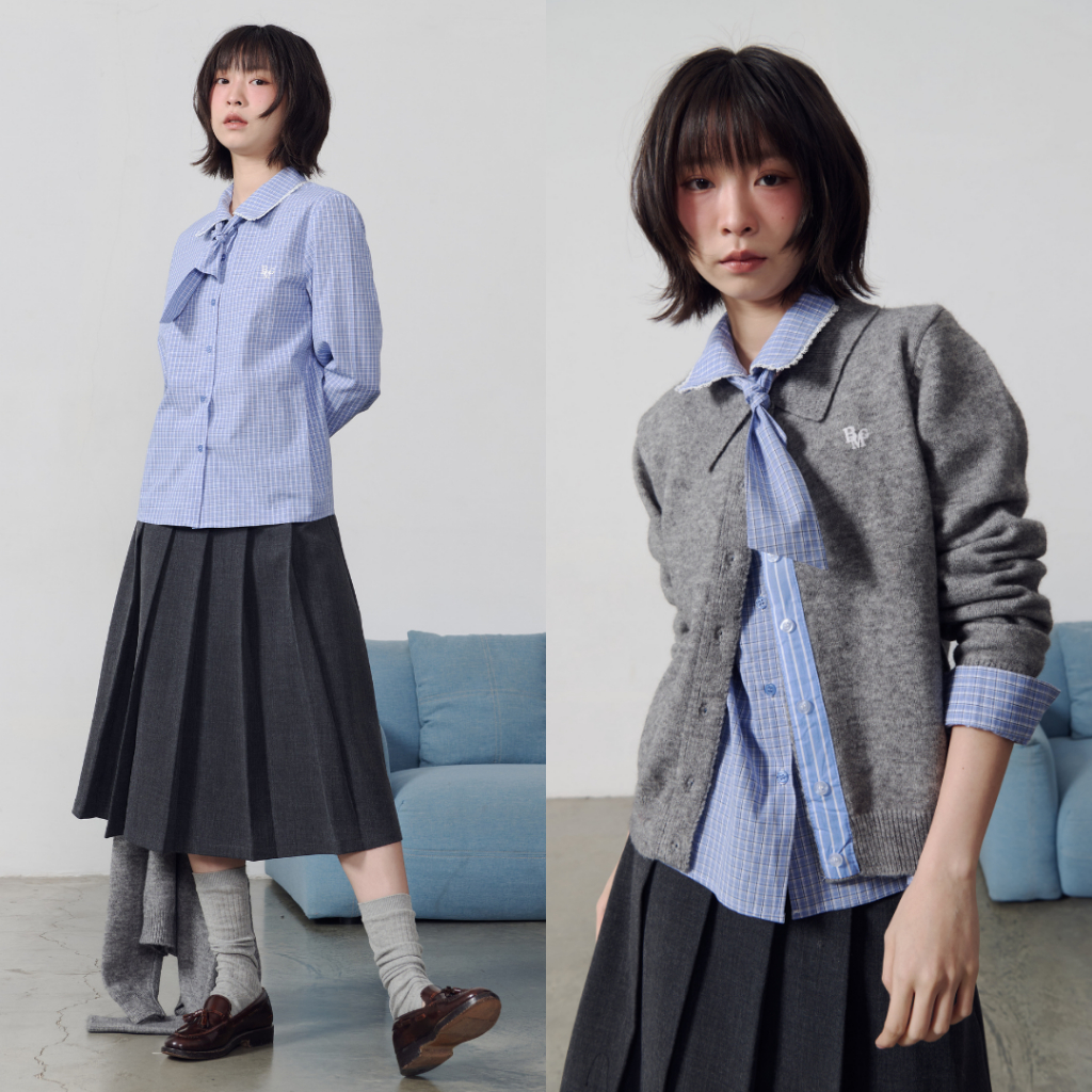 Bemingtop1054(S-2XL)-BMG Lace Collar Shirt เสื้อเชิ้ตสไตล์น่ารัก ดีเทลปกบัวลายฉลุขอบลูกไม้ให้ลุคหวาน - รูปที่ 6