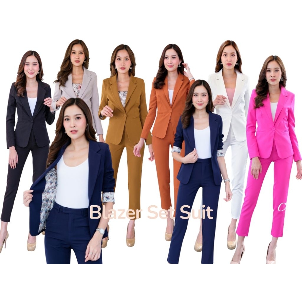 [พร้อมส่ง ] Celebtar: เซ็ทเสื้อ~กางเกง ชุดสูทผู้หญิง สูททรงเบสิครุ่นซับในลายดอกไม้ ใส่ทำงาน ออกงาน (เฉพาะเสื้อแยกขาย)