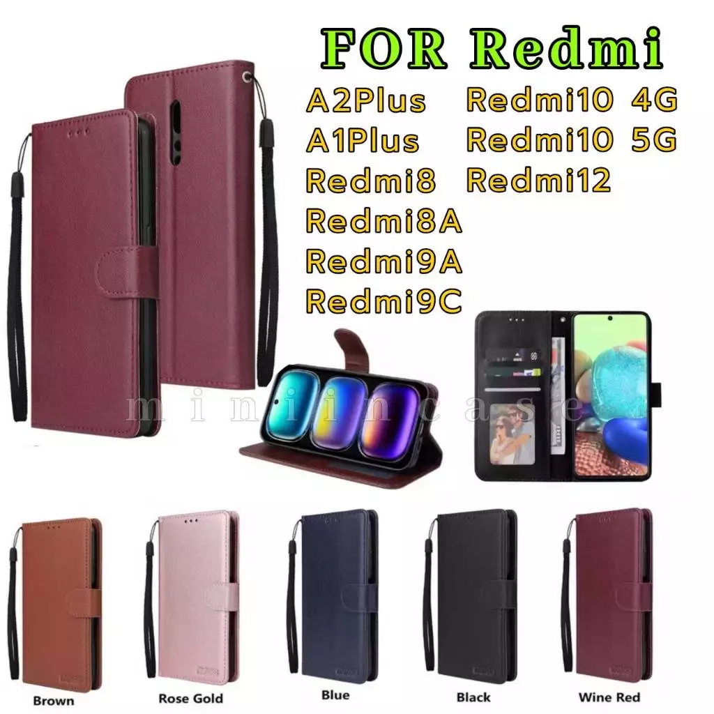 ส่งด่วน เคสฝาพับ มีล็อค สำหรับ Redmi a7pro 9A 9C redmi12 A2Plus แถมสาย ใส่บัตรได้ มีแม่เหล็ก ดีไซน์เก๋ BOSS