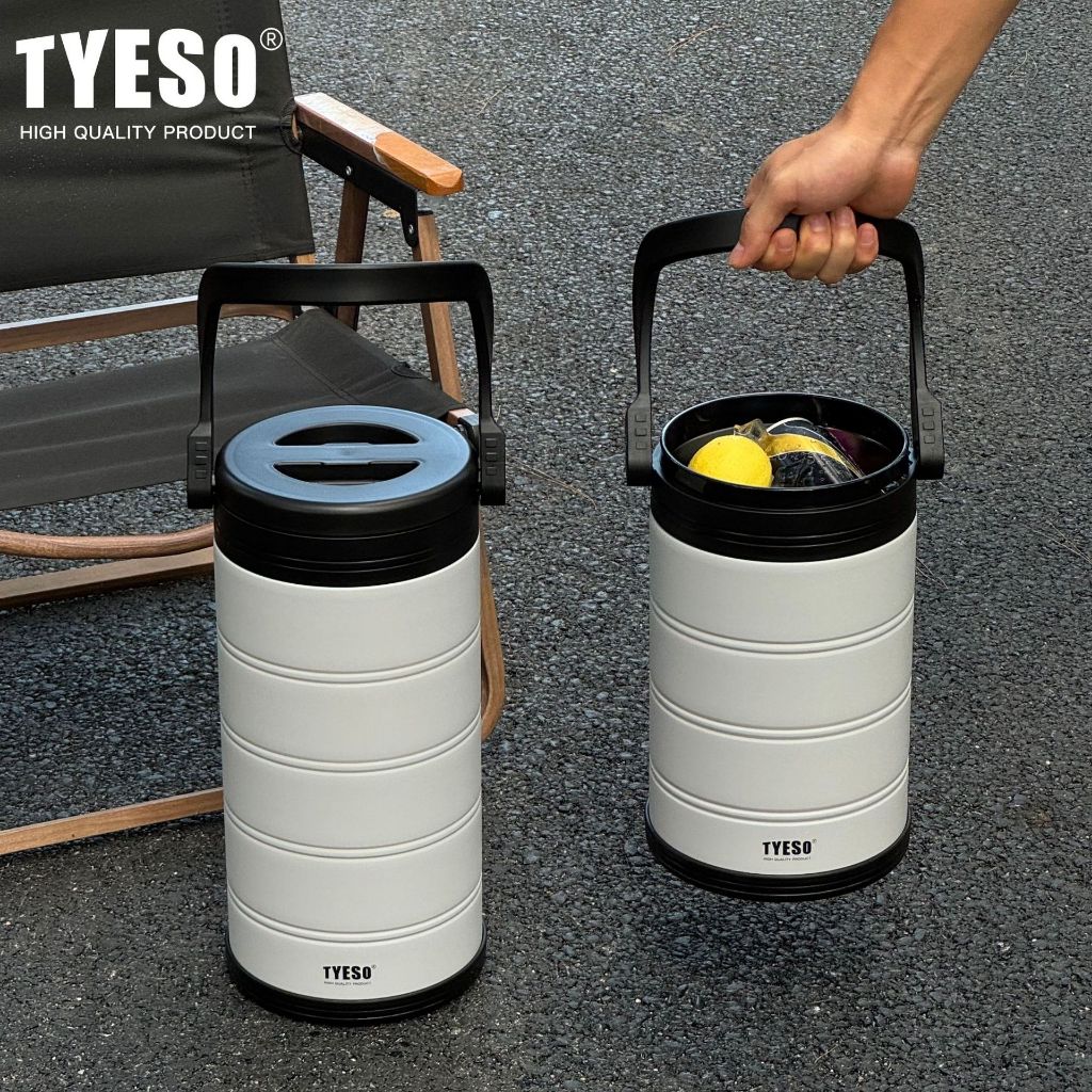 TYESO Taishuo ถังน้ำแข็งขนาดใหญ่สำหรับกลางแจ้งในรถยนต์ ความจุขนาดใหญ่ 6.6L/ 5Lถังเก็บความเย็นแบบพกพา สแตนเลส 304