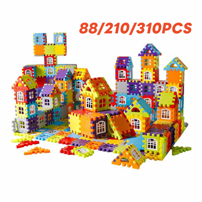 ของเล่นบล็อคตัวต่อ 88/210/310pcs เสริมสร้างสมาธิเด็กตัวต่อก่อสร้างประ กอบง่ายทำได้หลายรูปทรง