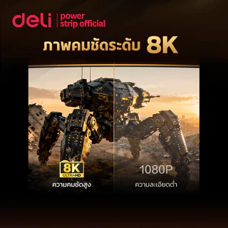 Deli สาย HDMI 2.1 ผ่านการรับรอง 8K 60Hz อะแดปเตอร์ HDMI เชื่อมต่อกับจอมอนิเตอร์และทีวี 0.5 ถึง 5เมตร HDMI