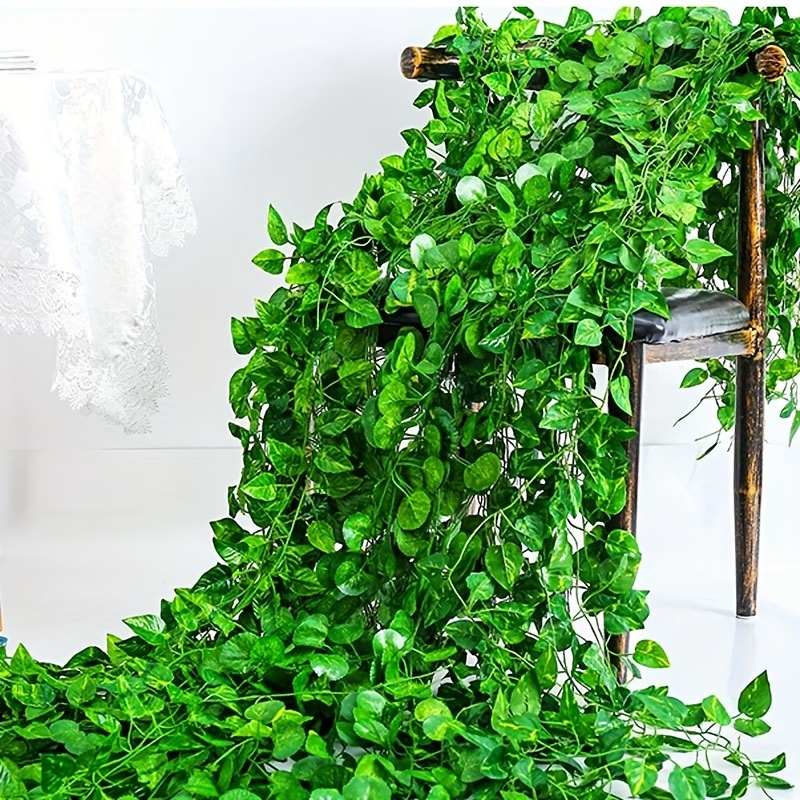 2.3M Ivy ดอกไม้ประดิษฐ์ VINE สีเขียวใบพืช Fake Foliage Home Decor หวายพลาสติก