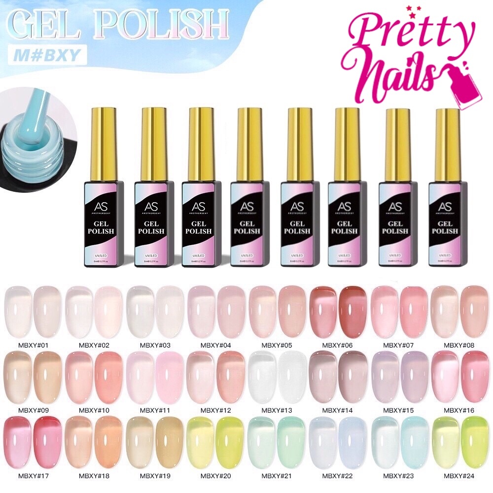 สีเจล As 8ml. โทนสุขภาพดี M#BXY 24สี สีเจลไซรัป สีสุขภาพ