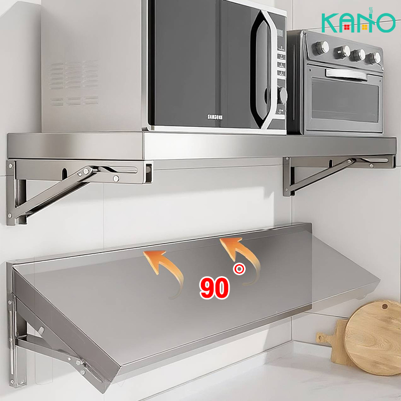 KANO ชั้นวางของติดผนัง 80/100/120/150cm สแตนเลสพับ ชั้นวางติดผนัง  ไม้แขวนผนัง เหล็กตัวแอล รับน้ำหนักได้ 200kg
