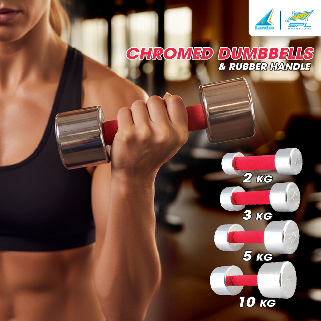 SPORTLAND Collection ดัมเบลชุบด้ามโฟมSPL Chromed Dumbbells +Rubber Handle (2 kg ,3 kg , 5kg , 10 kg)