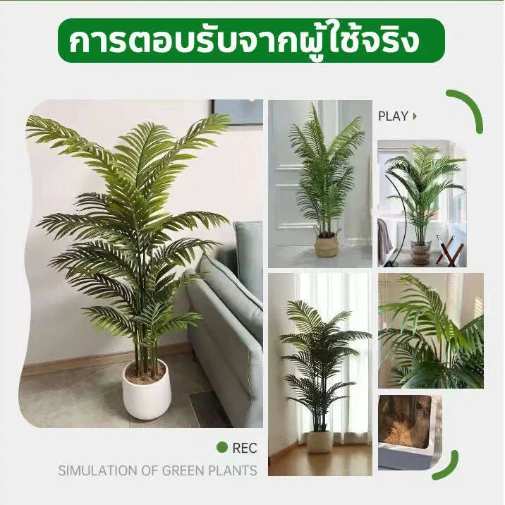 🏡🌲กระถางดอกไม้ฟรี🍃ต้นไม้ปลอม ต้นปาล์มเทียม สีเขียวตลอดทั้งปี ไม่ซีดจาง ตกแต่งภายในห้องนั่งเล่นสำนักงานบ้าน - รูปที่ 4