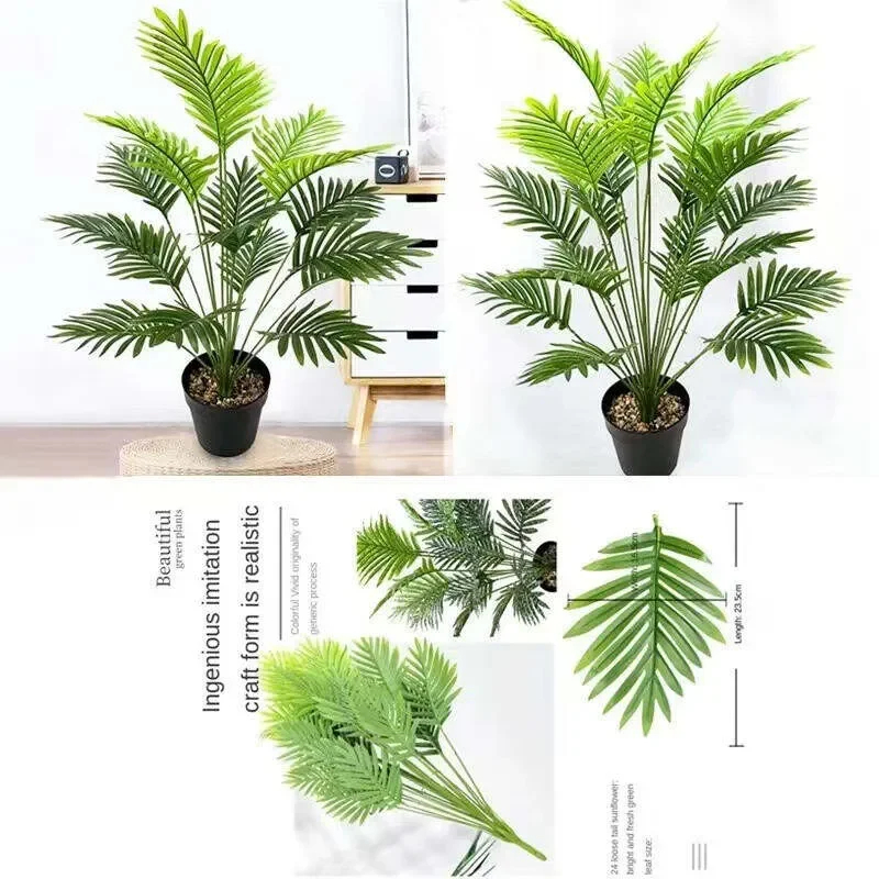 🏡🌲กระถางดอกไม้ฟรี🍃ต้นไม้ปลอม ต้นปาล์มเทียม สีเขียวตลอดทั้งปี ไม่ซีดจาง ตกแต่งภายในห้องนั่งเล่นสำนักงานบ้าน - รูปที่ 5