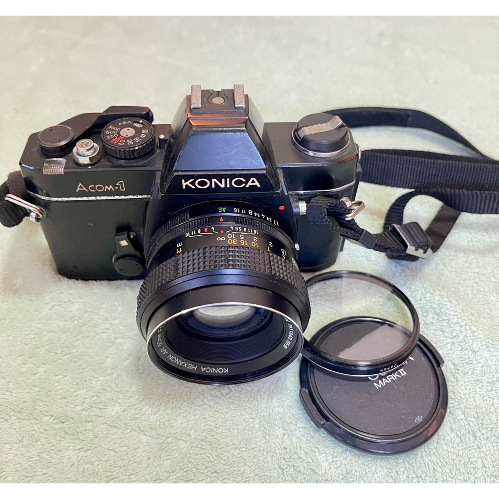 กล้องฟิล์ม Konica Acom-1 พร้อมเลนส์ normal konica 50mm. f1.7 มือ2  สภาพดี made in Japan