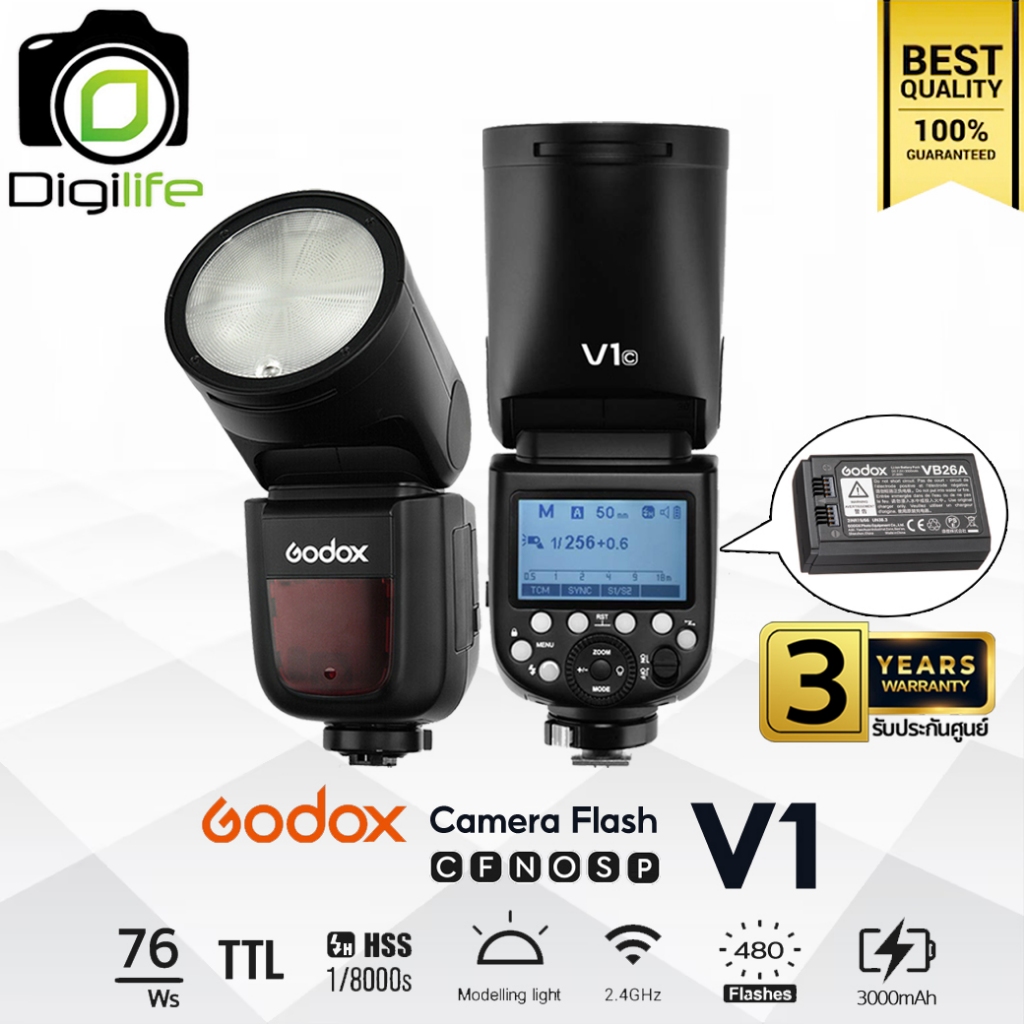Godox Flash V1 - TTL HSS 3000mAh ( VB26B )- รับประกันศูนย์ Godox Thailand 3ปี - Digilife Thailand