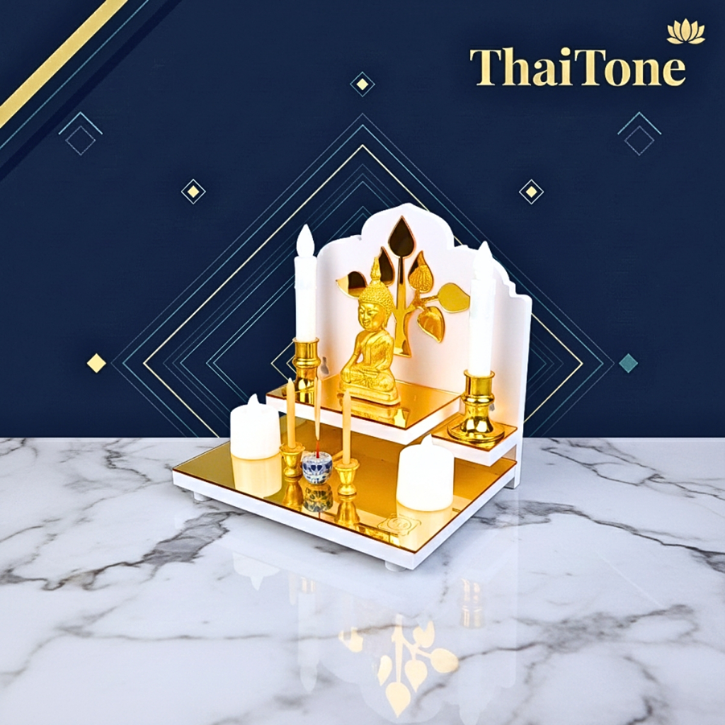 หิ้งพระพิฆเนศ ชั้นวางพระมินิมอล พร้อมกระจกทองสุดพรีเมียม G1-AC-INTER