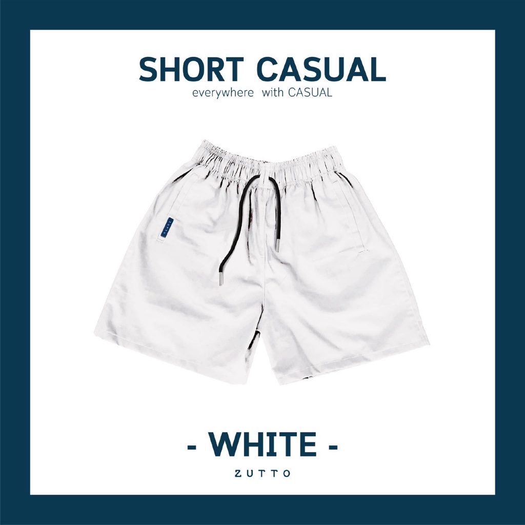ZUTTO กางเกงขาสั้น กางเกงขาเพียว รุ่น Casual สีขาว ผ้า Cotton100% ขาสั้นเอวยางยืด ระบายอากาศดี ซับเหงื่อดีแห้งไว