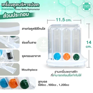 [อย.ไทย ระวังของไม่ได้มาตรฐาน] เครื่องบริหารปอด PHENOMA Triflow Incentive Spirometer 3-Ball ออกกำลังปอด ก่อนหลังผ่าตัด