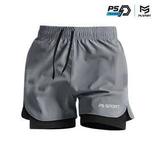กางเกงออกกำลังกายขาสั้น มีซับใน สำหรับกีฬา PSSPORT ผู้ชายผู้หญิง เดิน วิ่ง เล่นเวท
