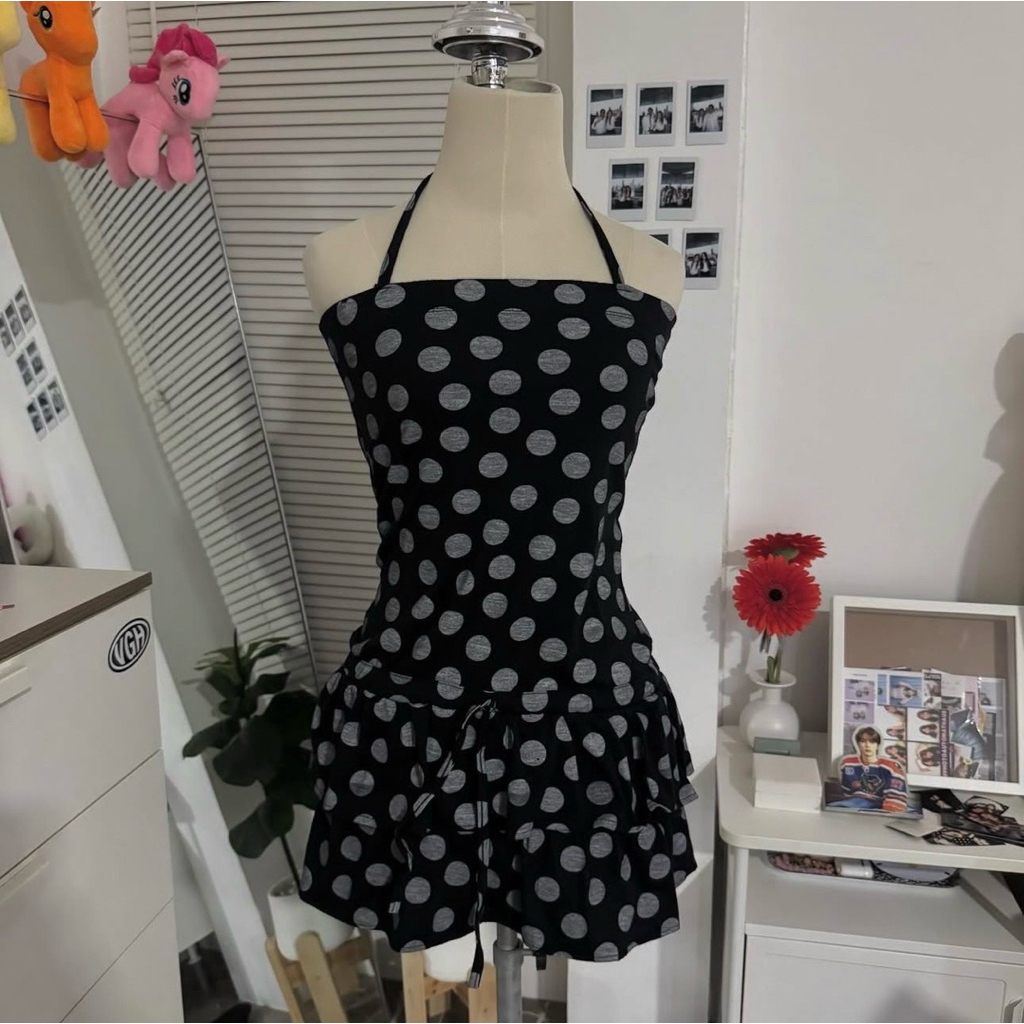 🖤 polka dot short dress 🤍