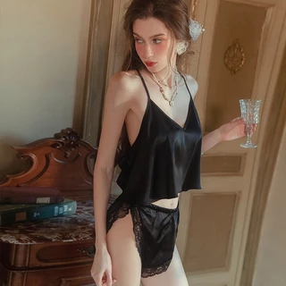 SextGirl🍂🍂ชุดนอนผู้หญิง เซตชุดนอน ด้านหลังเป็นลูกไม้ มีให้เลือก 3 สี เนื้อเรียบและสวมใส่สบาย