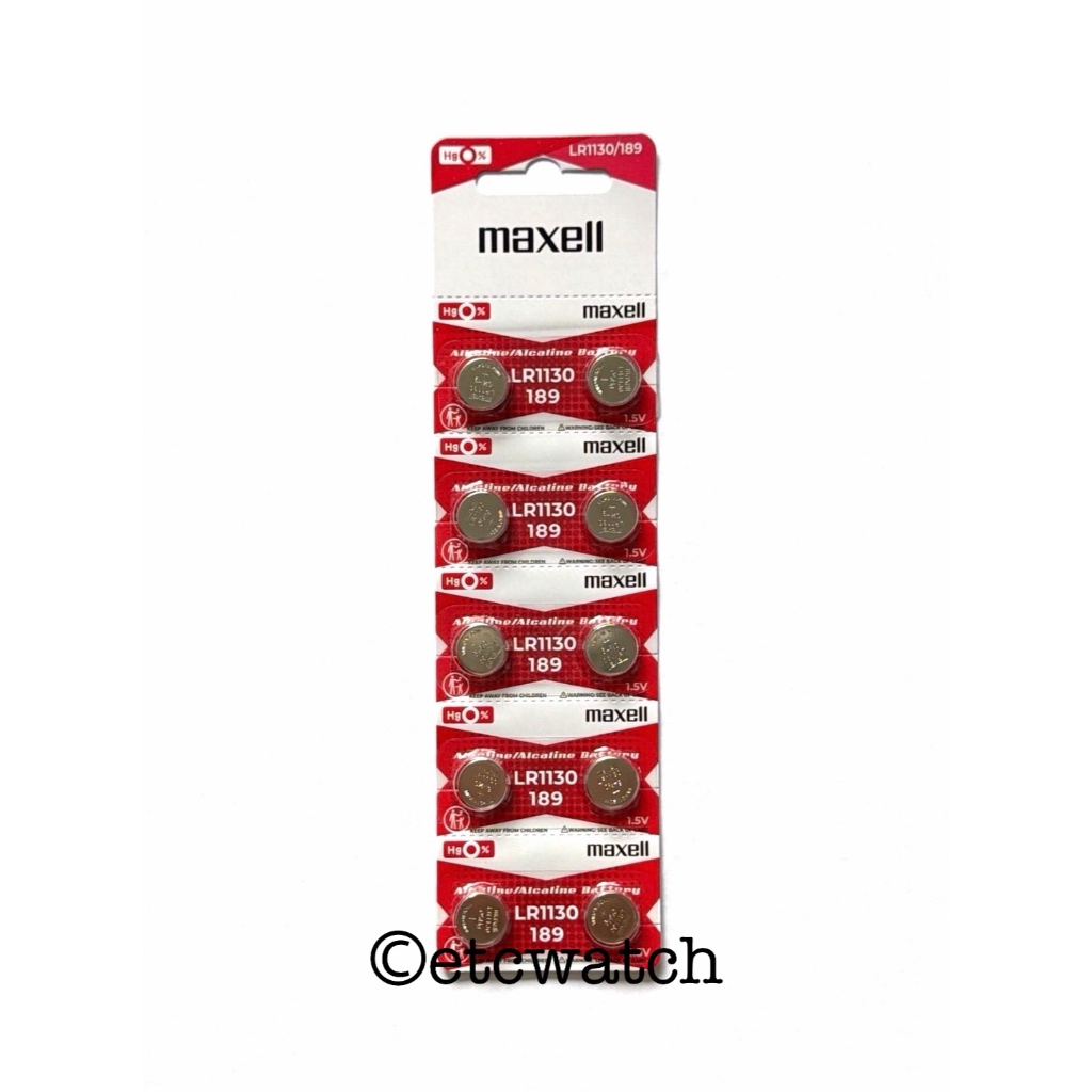 พร้อมส่ง> ถ่านกระดุม ถ่านเครื่องคิดเลข Maxell LR1130 / AG10 / 189 / LR54 1แผง 10เม็ด