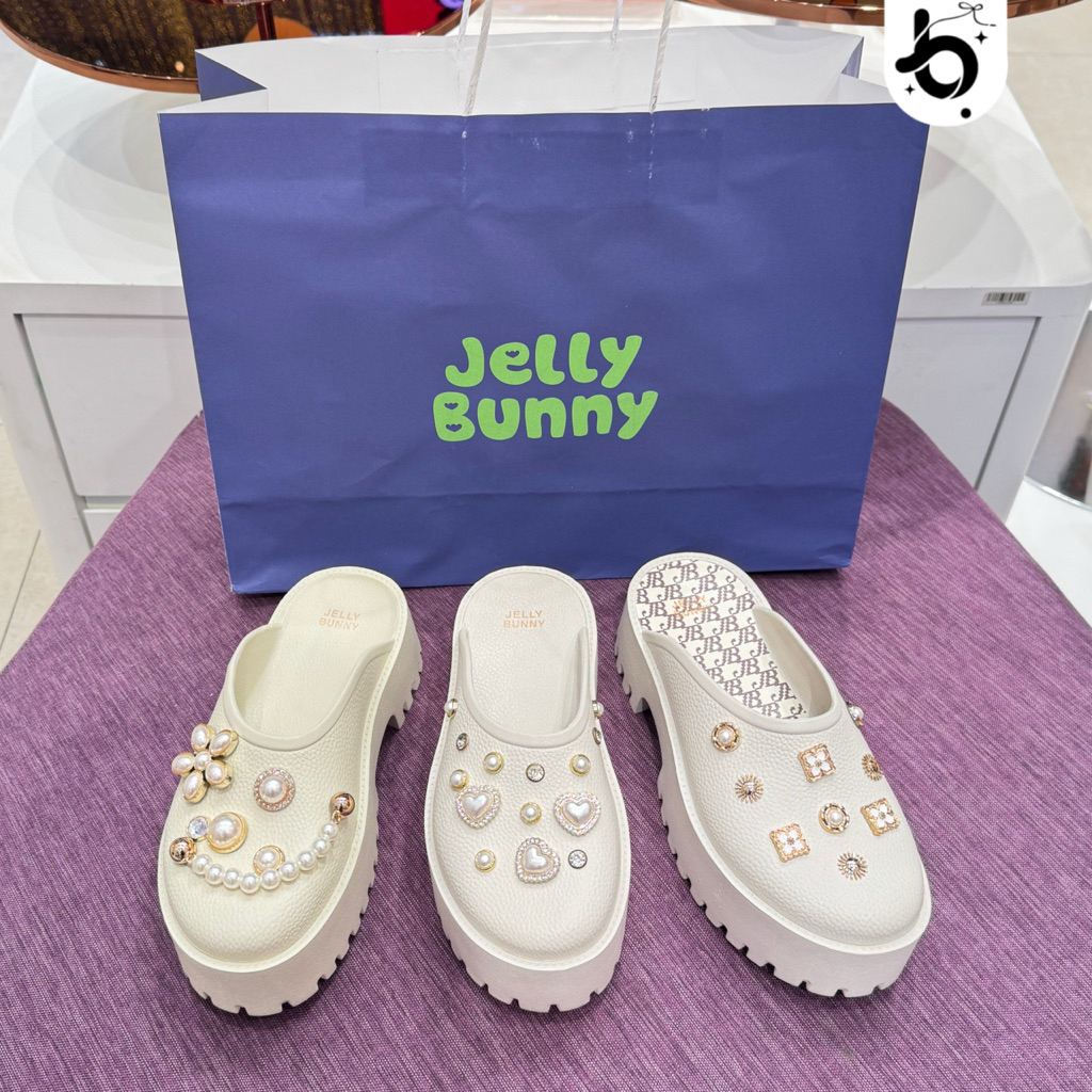 JELLY BUNNY | เจลลี่บันนี่ แถมถุงเท้าทุกออเด้อจ้า!! รองเท้าแตะแพลตฟอร์ม CLARA LICHNA WHITE [โค้ดแฟชั่นลด 30%]