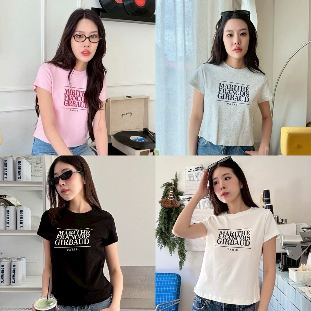 “MARITHE 2Tone T-Shirt” เสื้อยืดแบรนด์ดัง รุ่นใหม่ งานตามหาชนช็อปเกาหลีเลยค้า งานปักลายอักษรด้านหน้า