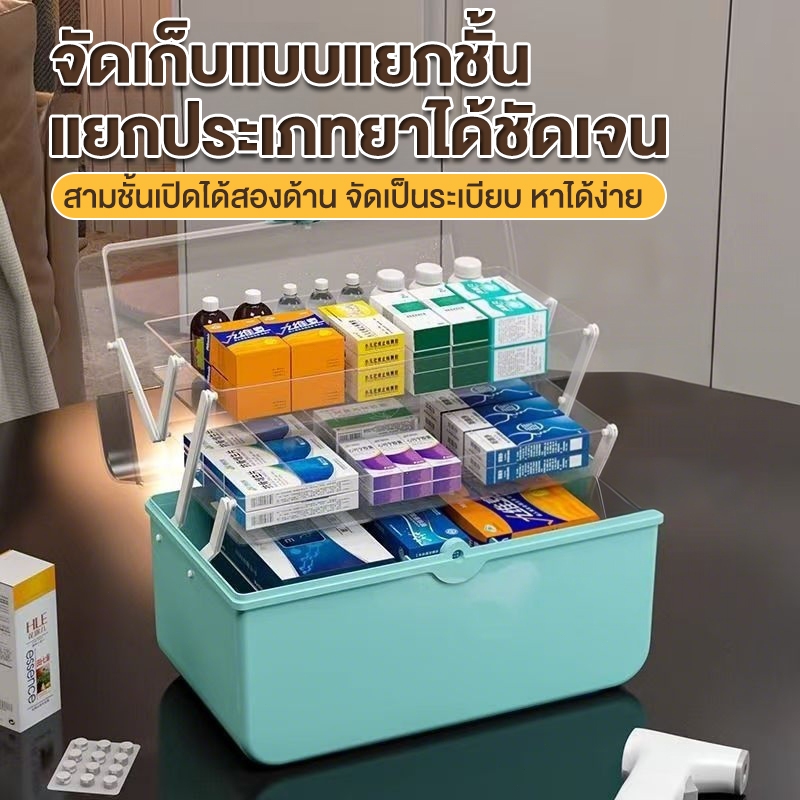 MULI กล่องยา 3 ชั้น วัสดุ PP ขนาดพกพา 27×15×13cm สีขาว/ฟ้าอ่อน จัดยาเป็นระเบียบ ราคา ถูกที่สุด ดีลบีเคเค แกลเลอรีภาพที่ 5