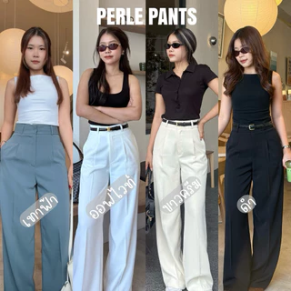 PERLE PANTS : กางเกงผ้าพริ้วทิ้งตัว เอวสูงทรงพรางหุ่น (1จีบเย็บปล่อย) พร้อมส่ง S-XL
