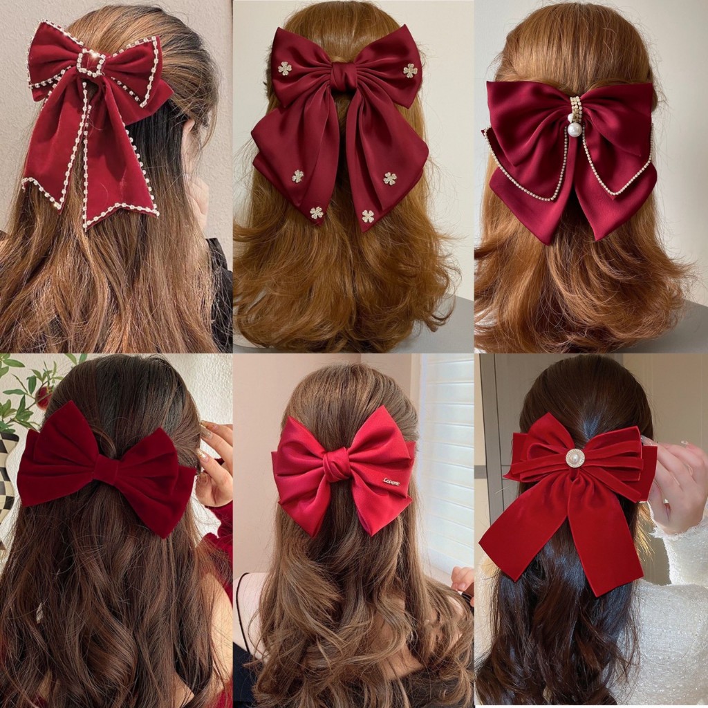 พร้อมส่ง RED รวมโบว์แดง โบว์ติดผมสีแดง โบว์แดงคริสต์มาส กิ๊บติดผมสีแดง เครื่องประดับผมสีแดง โบว์แดง โบว์แฟชั่น