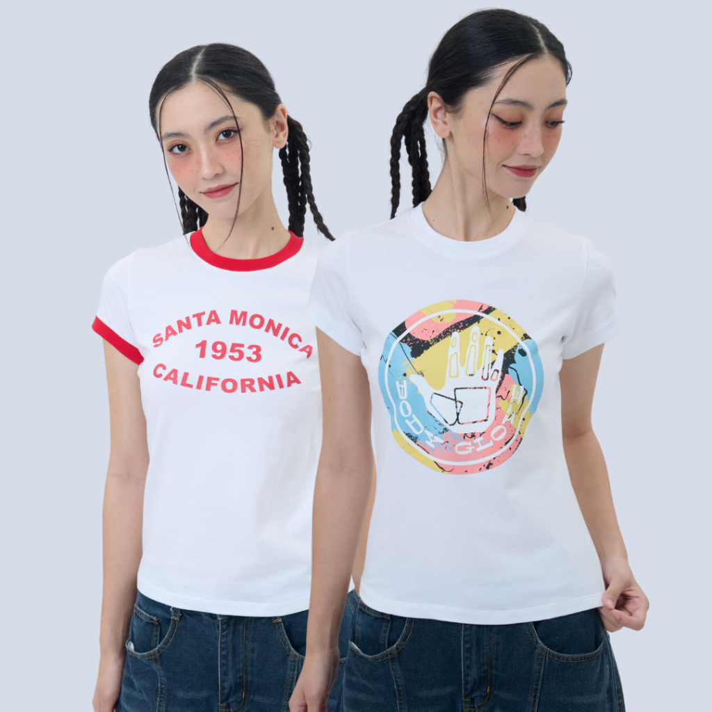 BODY GLOVE Women's Graphic T-SHIRT Fall-Winter 2025 Baby Tee เสื้อยืดลายกราฟฟิค เบบี้ที รวมสี