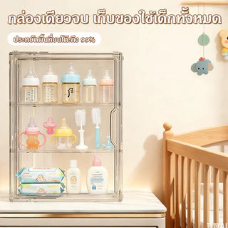 กล่องเก็บของใช้เด็ก ความจุขนาดใหญ่ มีฝาปิดป้องกันฝุ่น เก็บขวดนม ชามช้อน อุปกรณ์เสริมอาหาร ดูแลลูกน้อยของ