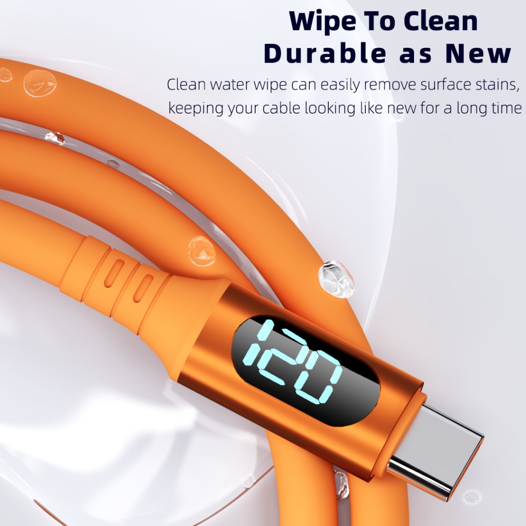 120W 6A USB to Type C Type-C T0 C สายเคเบิลข้อมูลดิจิตอลจอแสดงผล QC PD Fast Charger สายเคเบิลข้อมูลสำหรับ ราคา ถูกที่สุด ดีลบีเคเค แกลเลอรีภาพที่ 6