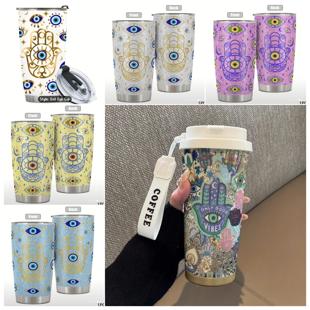 Insulated Tumbler >> แก้วเก็บความเย็น Evil Eye 🧿 แก้วสแตนเลส แก้วเยติ แก้วเก็บอุณหภูมิ แก้วโบฮีเมียน สายมู ของขวัญ