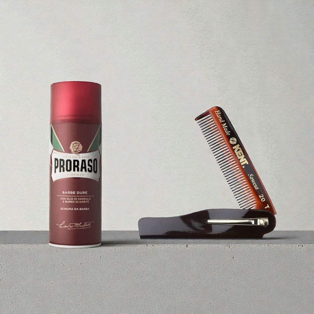 KENT X PRORASO DUO SET ชุดหวี KENT พร้อม โฟมโกนหนวด Proraso จาก อิตาลี