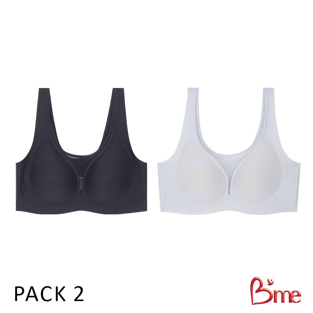 B'me เสื้อชั้นในไร้ขอบสวมหัว level 2 ฟองกลาง รุ่น ME1A3C (แพ็ก 2 ตัว) สีดำ สีเทา สีครีม สีเทาอ่อน , คละสี New M.4