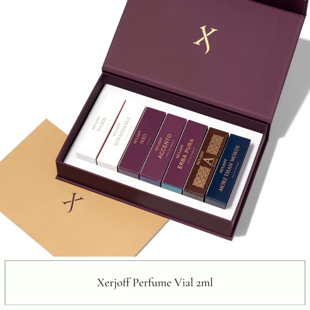 Xerjoff Perfume Vial 2ml Naxos, Purple Accento, Deified Tony Iommi, Elle Anniversary