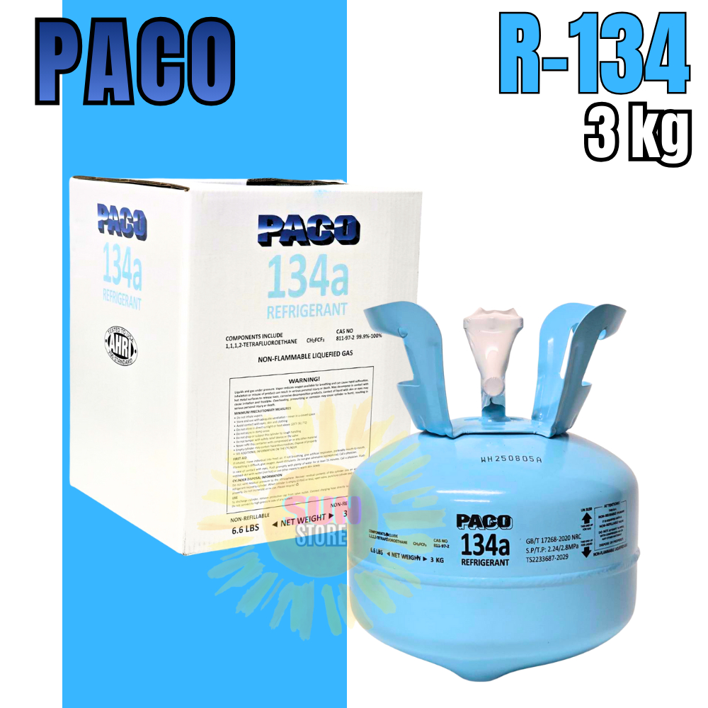 น้ำยาแอร์ R134a ยี่ห้อ paco ขนาด 3กิโลกรัม สำหรับแอร์รถยนต์
