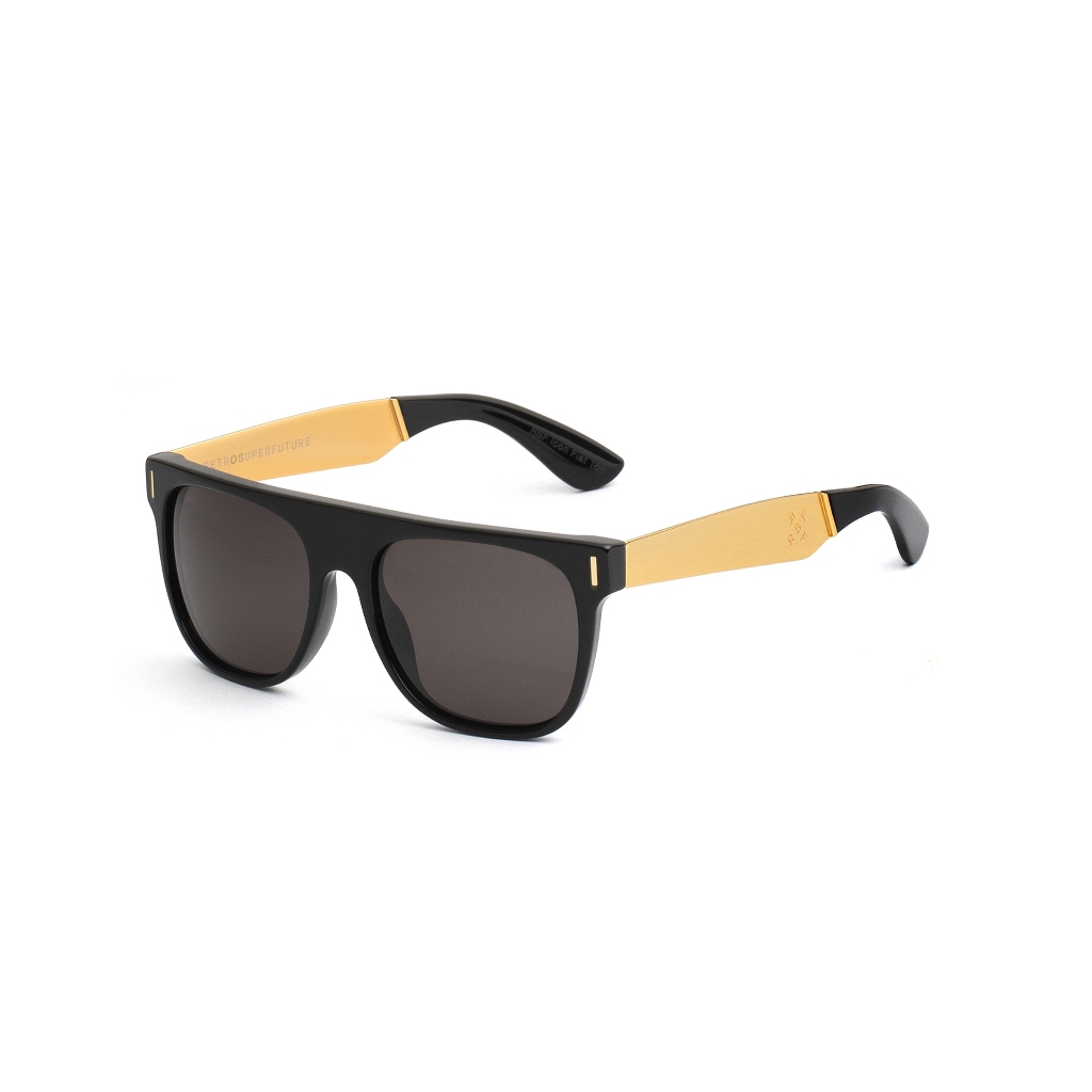 แว่นกันแดด SUPER รุ่น FLAT TOP LARGE : FRANCIS BLACK GOLD SIZE 57 MM. (G7U)