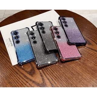เคสขอบสี สำหรับ OPPO A57 4G A77S กันกล้อง หรูหรา กากเพชร 2in1 ฟรุ้งฟริ้ง กันกระแทก เคสนิ่ม ส่งจากไทย