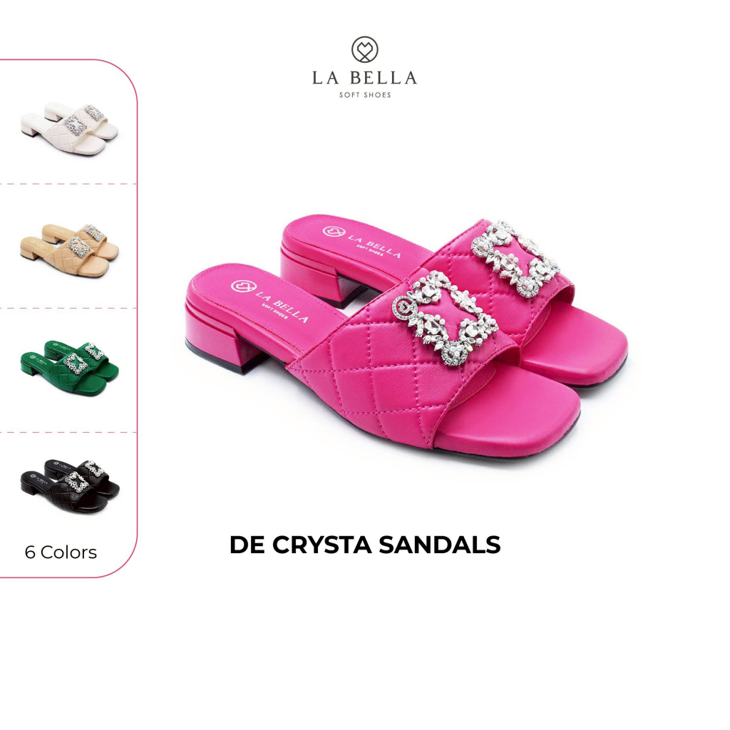 LA BELLA  รองเท้าแตะหนังแกะ รุ่น DE CRYSTA SANDALS 6 สี