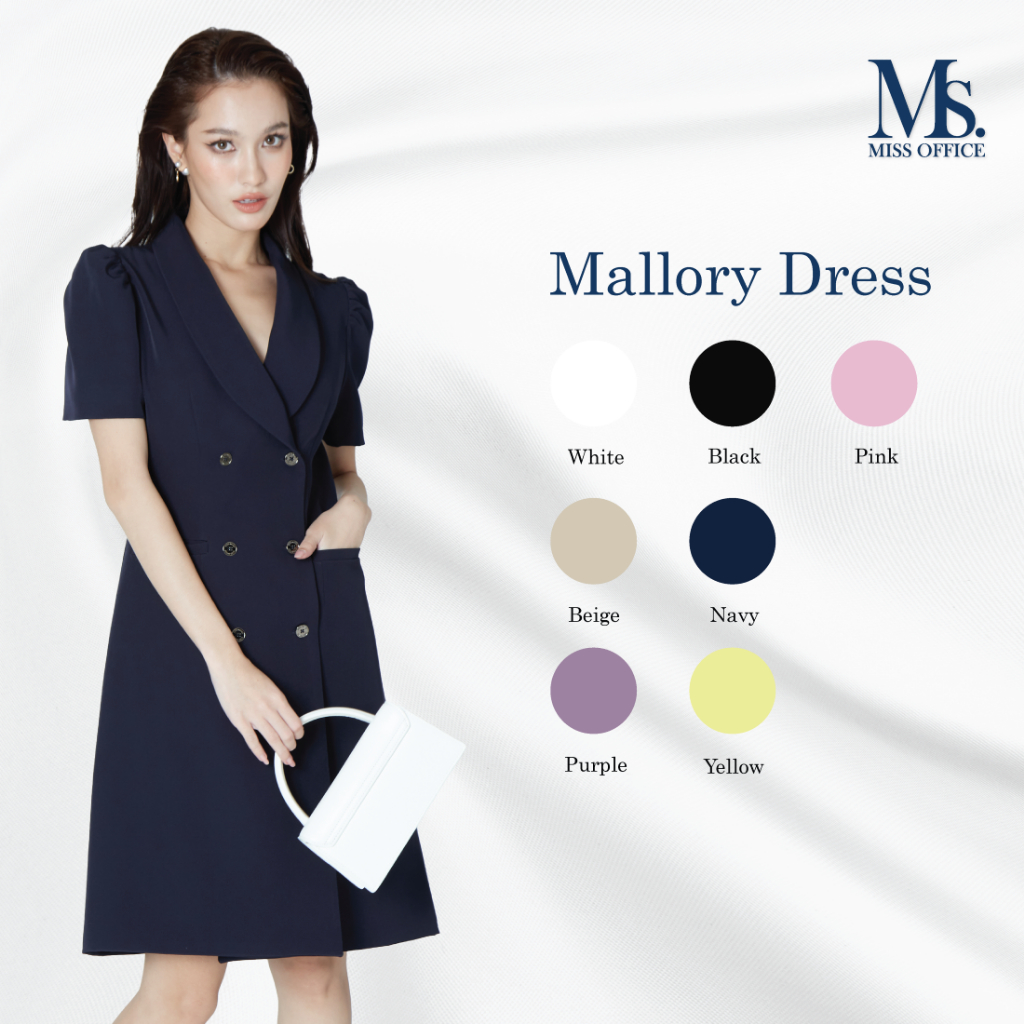 Miss office เดรสปกกล้วยมีเเขนเเต่งเเขนพอง (MD-095)