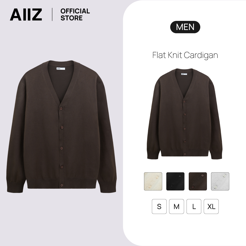 AIIZ (เอ ทู แซด) - AIIZ เสื้อคาร์ดิแกนคอวีผู้ชายผ้าถัก AIIZ Men's Flat Knit Cardigan