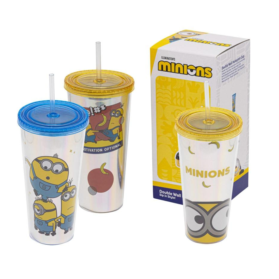 Minions Double wall Hologram แก้วพลาสติก 2 ชั้น มินเนี่ยน สินค้าลิขสิทธิ์