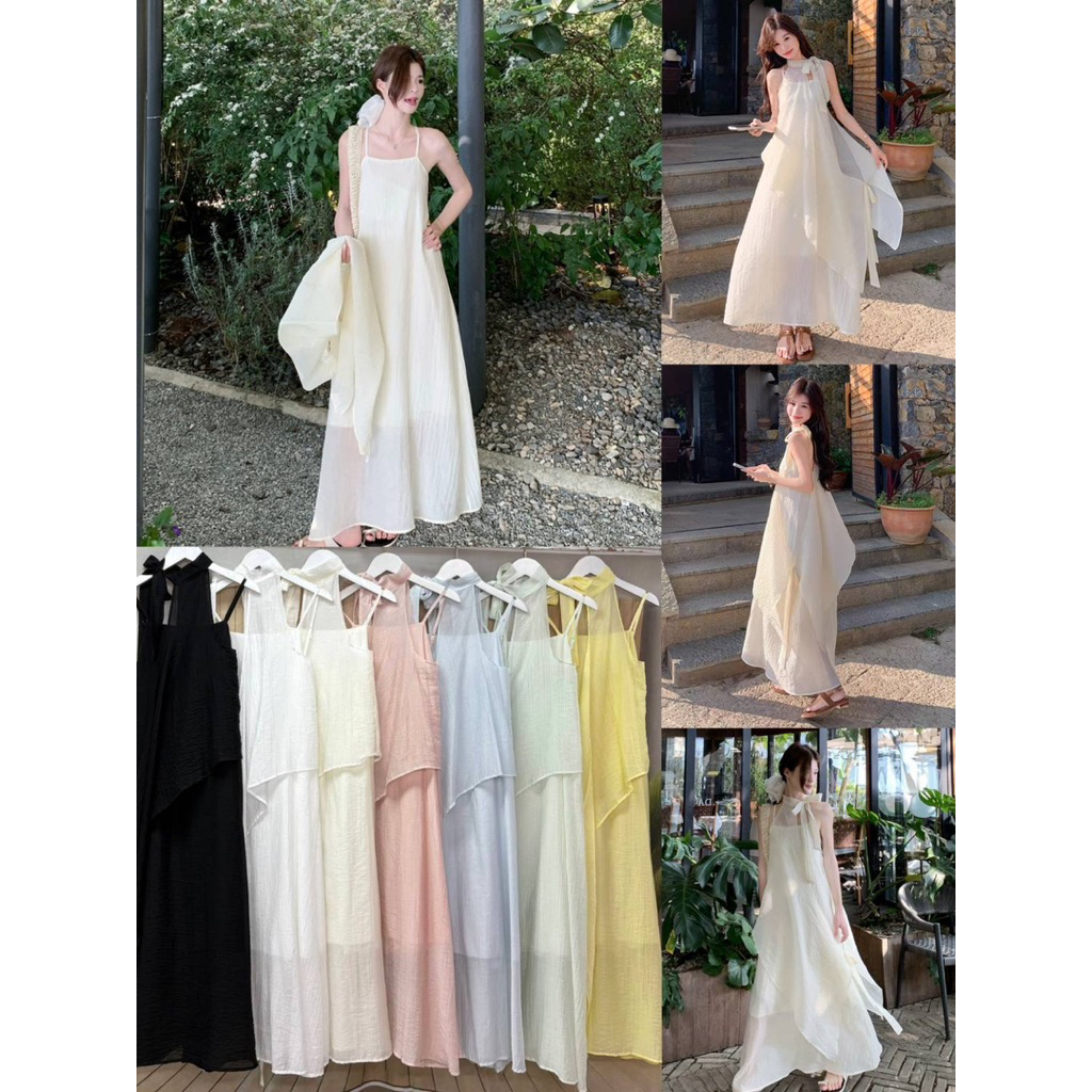 LILY งานนำเข้า เดรสยาวงาน2ชิ้น ดีเทลน่ารัก เดรสใส่เที่ยว/ใส่ทำงาน/ใส่ออกงานได้เลยค่า เดรสสวยๆ เดรส เดรสน่ารักๆ