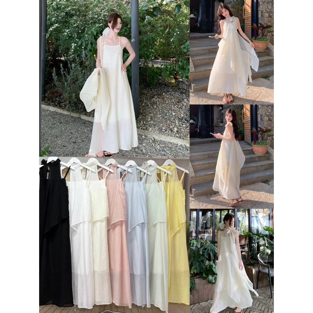 LILY งานนำเข้า เดรสยาวงาน2ชิ้น ดีเทลน่ารัก เดรสใส่เที่ยว/ใส่ทำงาน/ใส่ออกงานได้เลยค่า เดรสสวยๆ เดรส เดรสน่ารักๆ