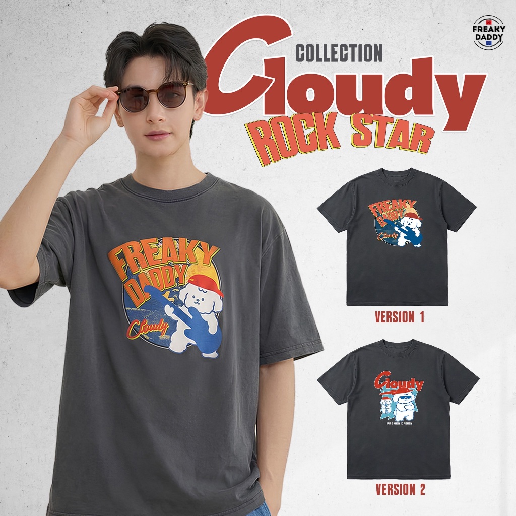 เสื้อยืดโอเวอร์ไซซ์ Cloudy Rock Star Oversize Tee (Black Washed)