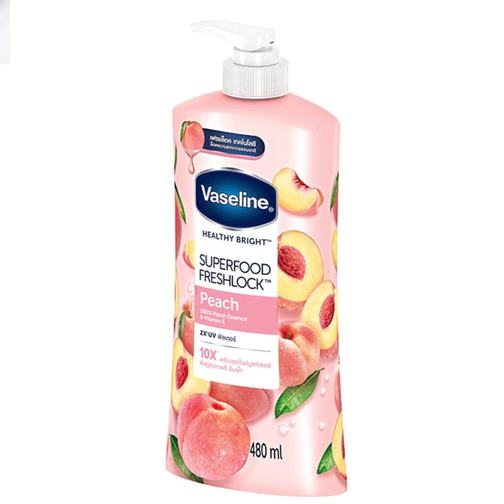 Vaseline Super Food Freshlock Peach Lotion 480Ml. วาสลีน โลชั่นซูเปอร์ฟูดพีช 480มล.