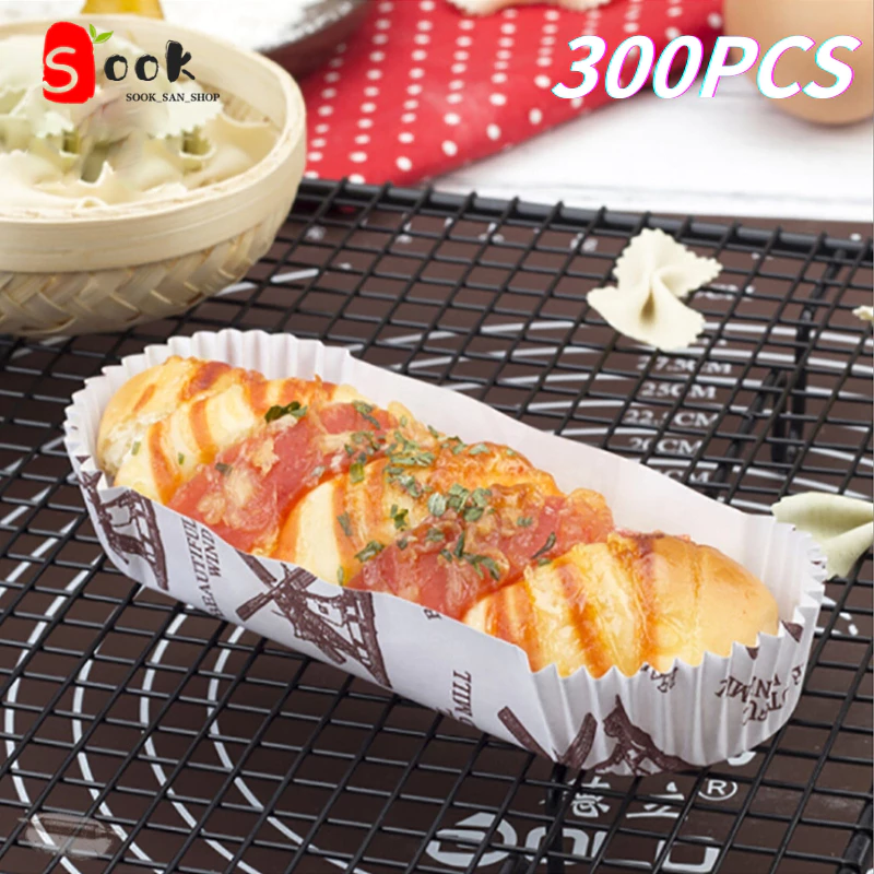 300 ชิ้น/ถ้วยขนมทรงรีถ้วยกระดาษห่อคัพเค้กอุปกรณ์เสริมครัว